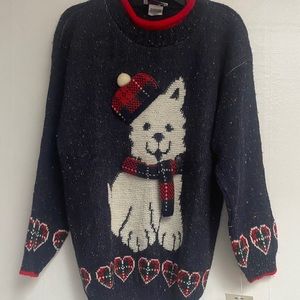 “Ugly” Festive Chunky Knit Sweater Adorable Puppy